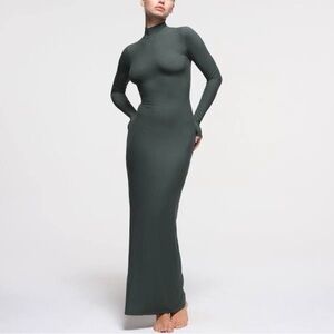 SKIMS Long Sleeve Turtleneck Dress - Deep Green